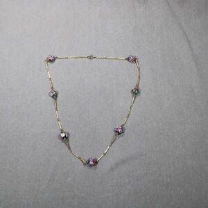 vintage costume jewelry Murano Venetian Millefiori Glass Bead Necklace